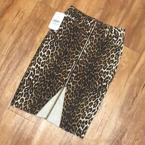 Hammer Jeans Frayed Hem Zipper Leopard Print Skirt Size 7